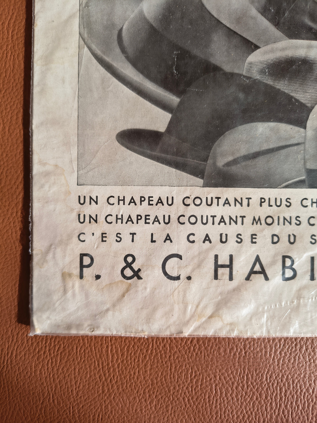 Affichette publicitaire Art Déco pour les chapeaux Habig